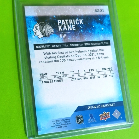 Patrick Kane SP Authentic SZ-21 NHL Chicago Blackhawks 2021/22 - Picture 2 of 2